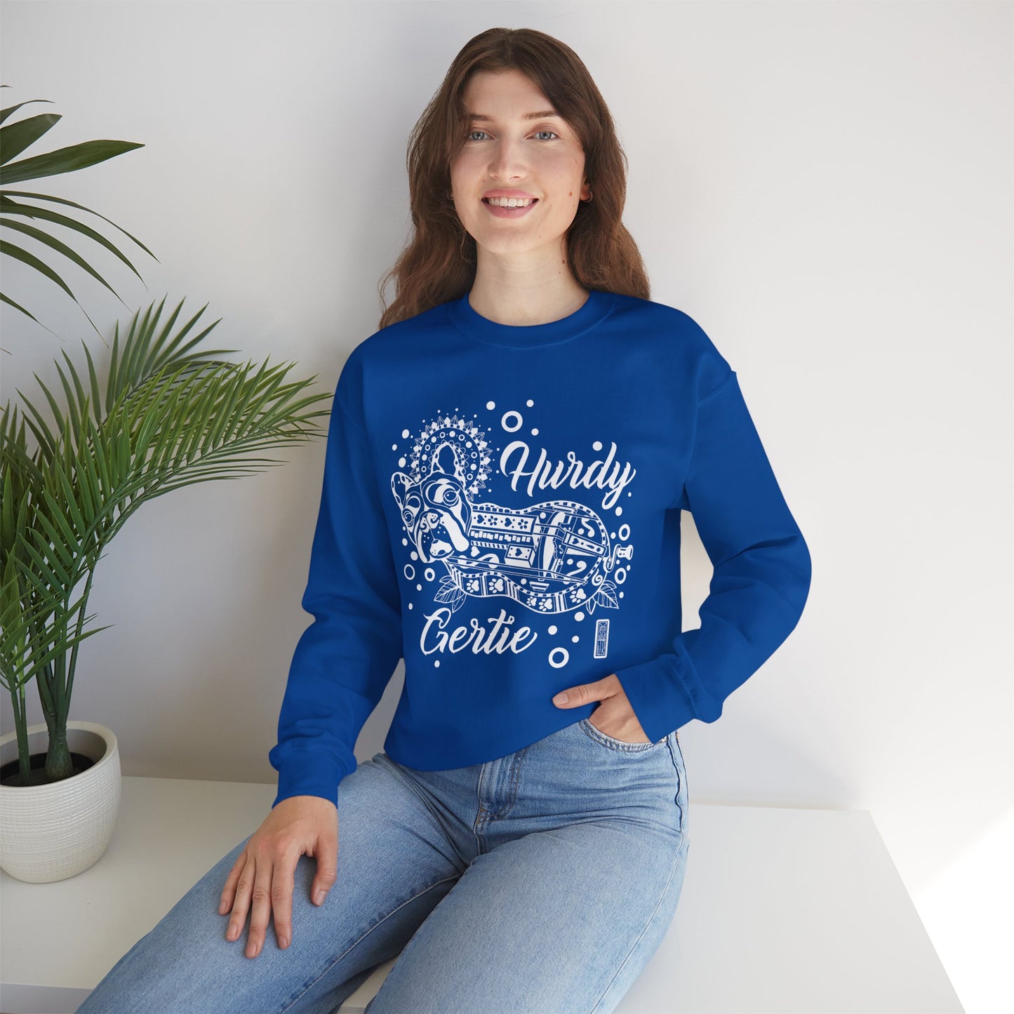 Hurdy Gertie Crew Neck Sweatshirt, Frenchton Dog Line Art Sweat Shirt