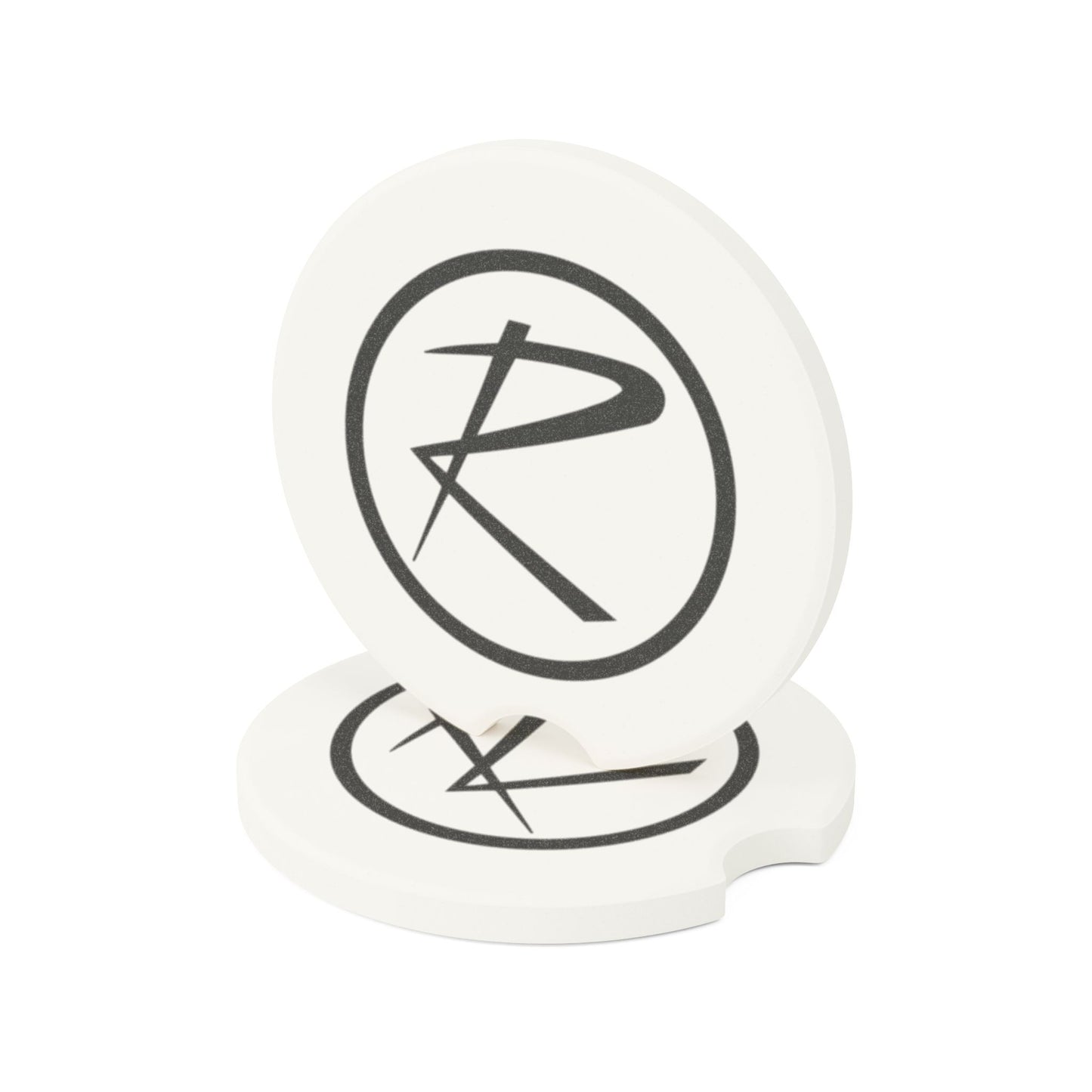 Rambler Logo Black & White Soapstone Car Cup-Holder Coaster
