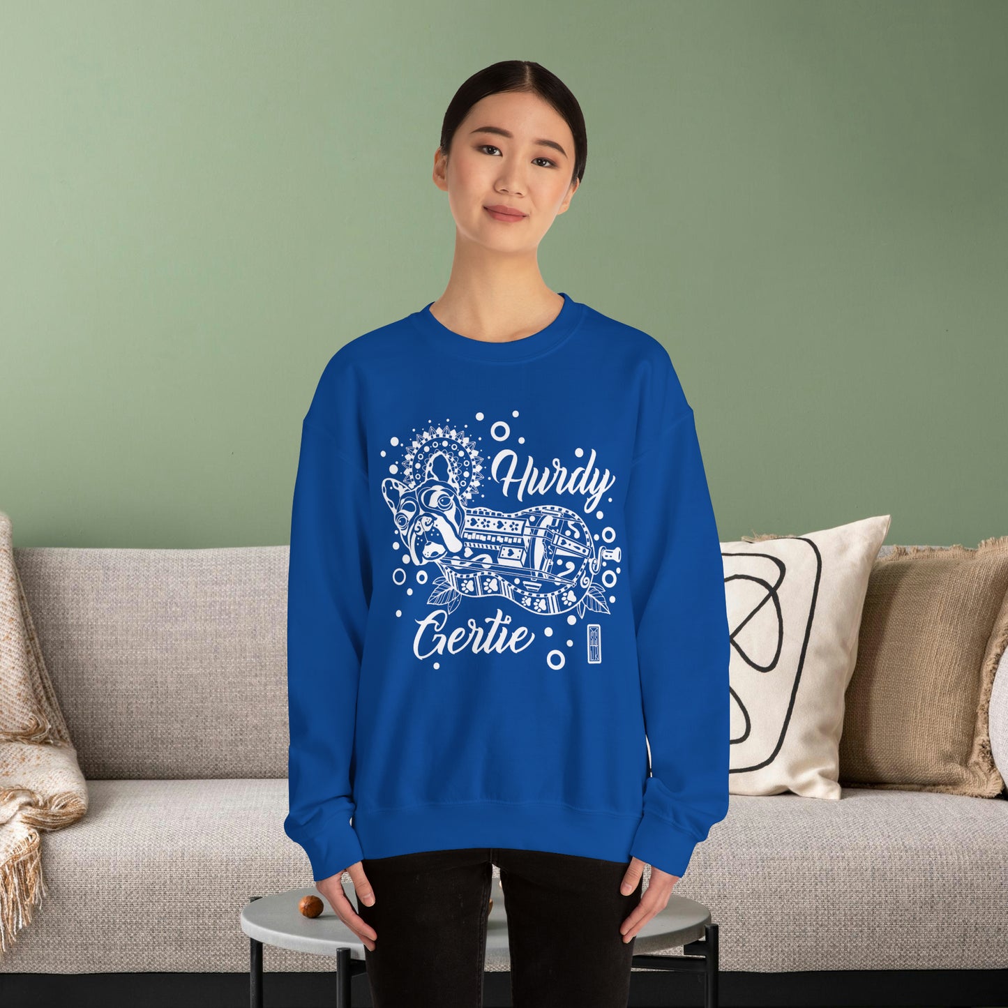 Hurdy Gertie Crew Neck Sweatshirt, Frenchton Dog Line Art Sweat Shirt