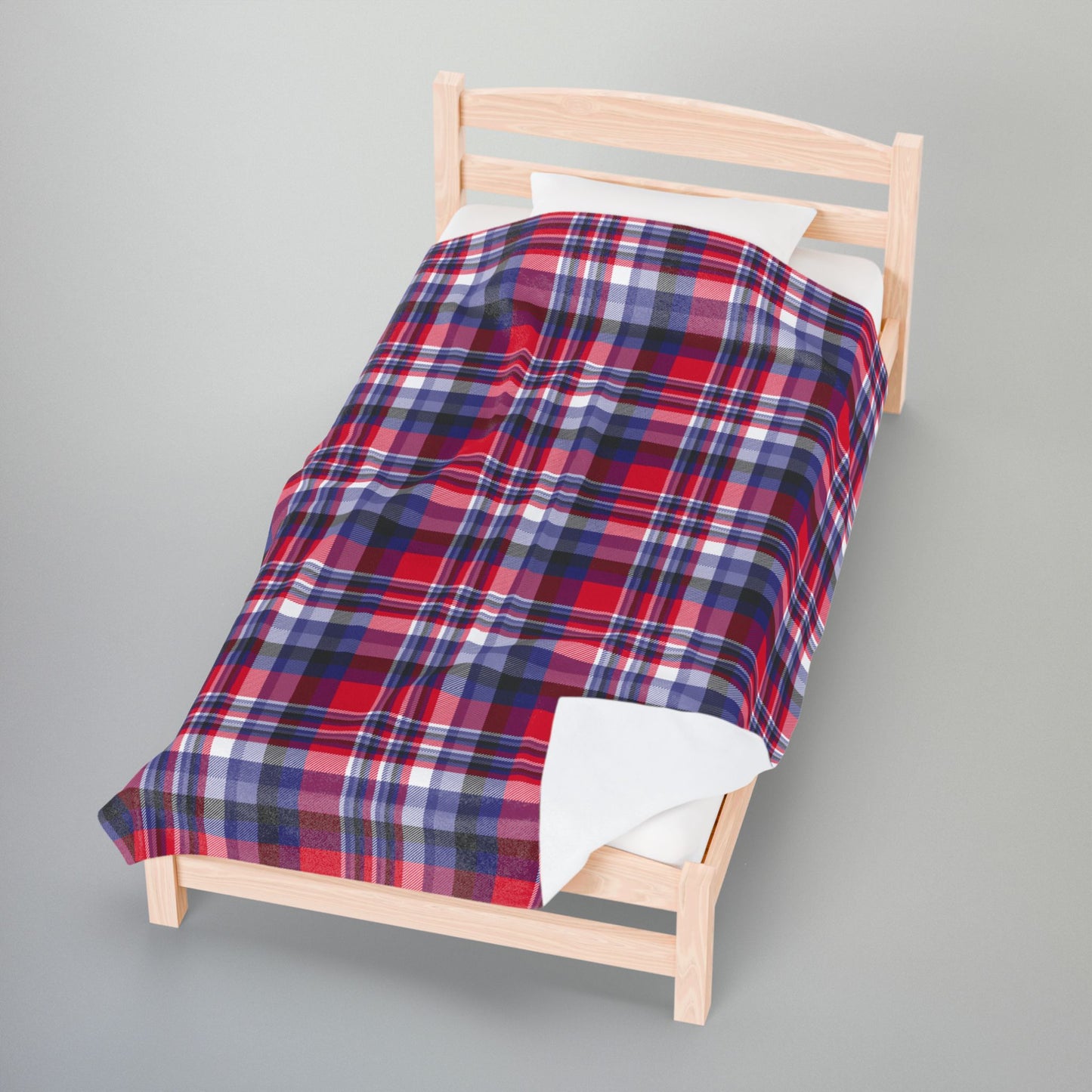 Nautical Red Plaid Velveteen Plush Blanket
