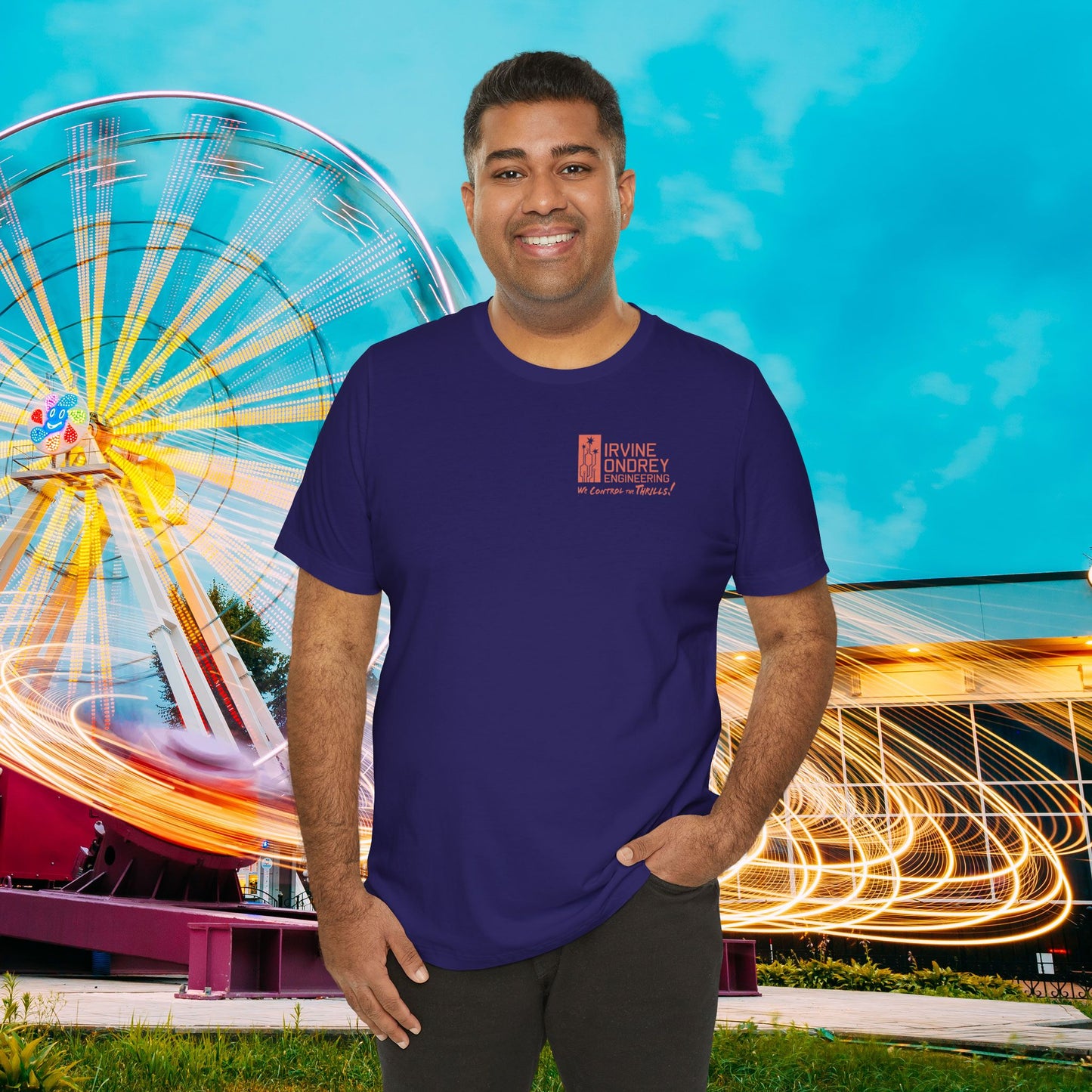 I Just Wanna Play Fascination & Ride Roller Coasters Tee (BACK graphic) • Irvine Ondrey Engineering