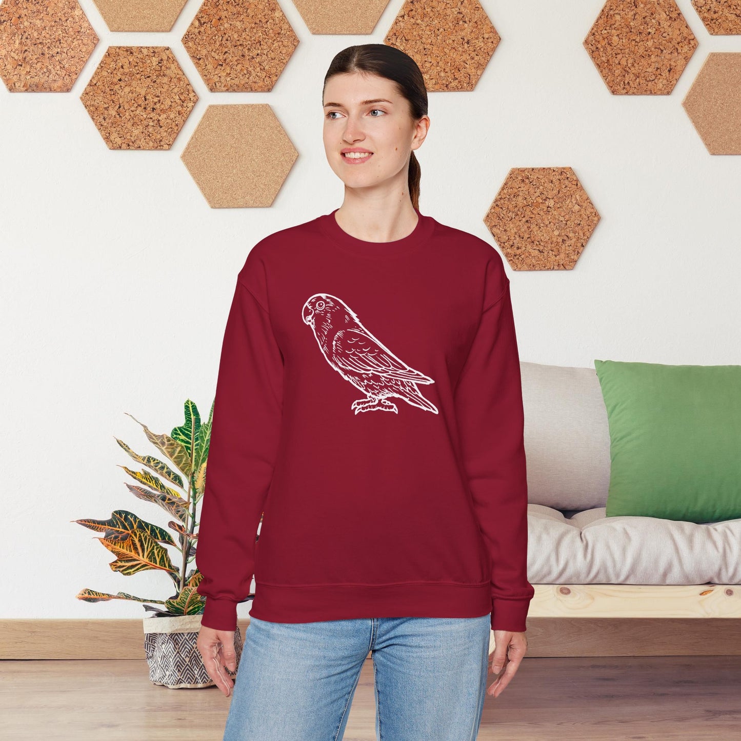 Holly Girl, Sweat-shirt à col rond Lovebird Line Art