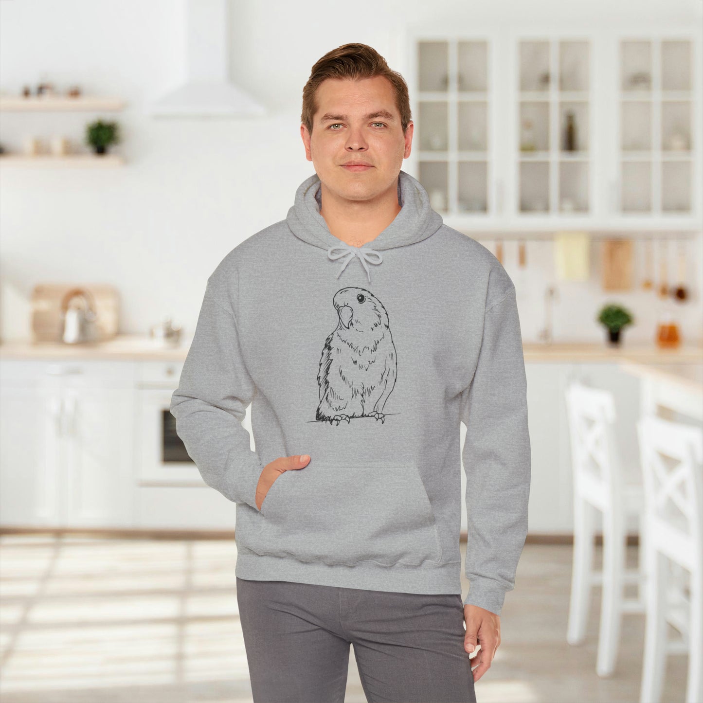 Floofball Lovebird, Line Art Hoodie