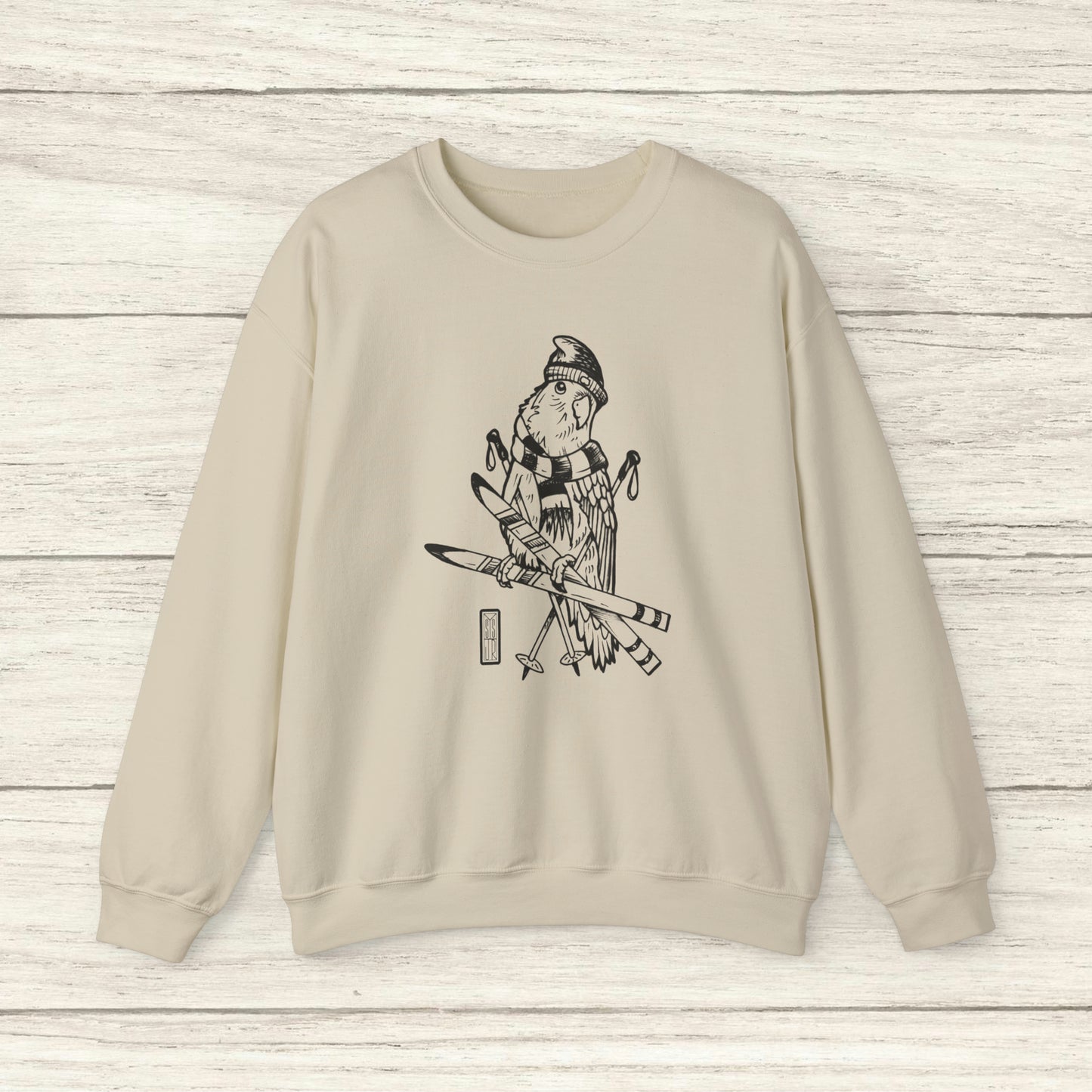 Lovebird va a esquiar, sudadera con cuello redondo Line Art