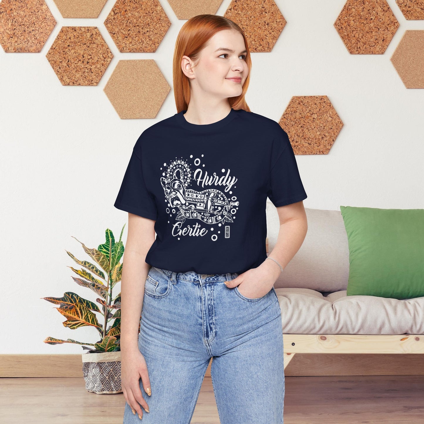Hurdy Gertie Tee, Frenchton Dog Line Art Shirt