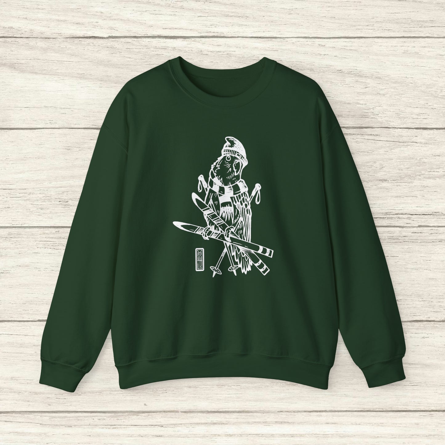 Lovebird va a esquiar, sudadera con cuello redondo Line Art