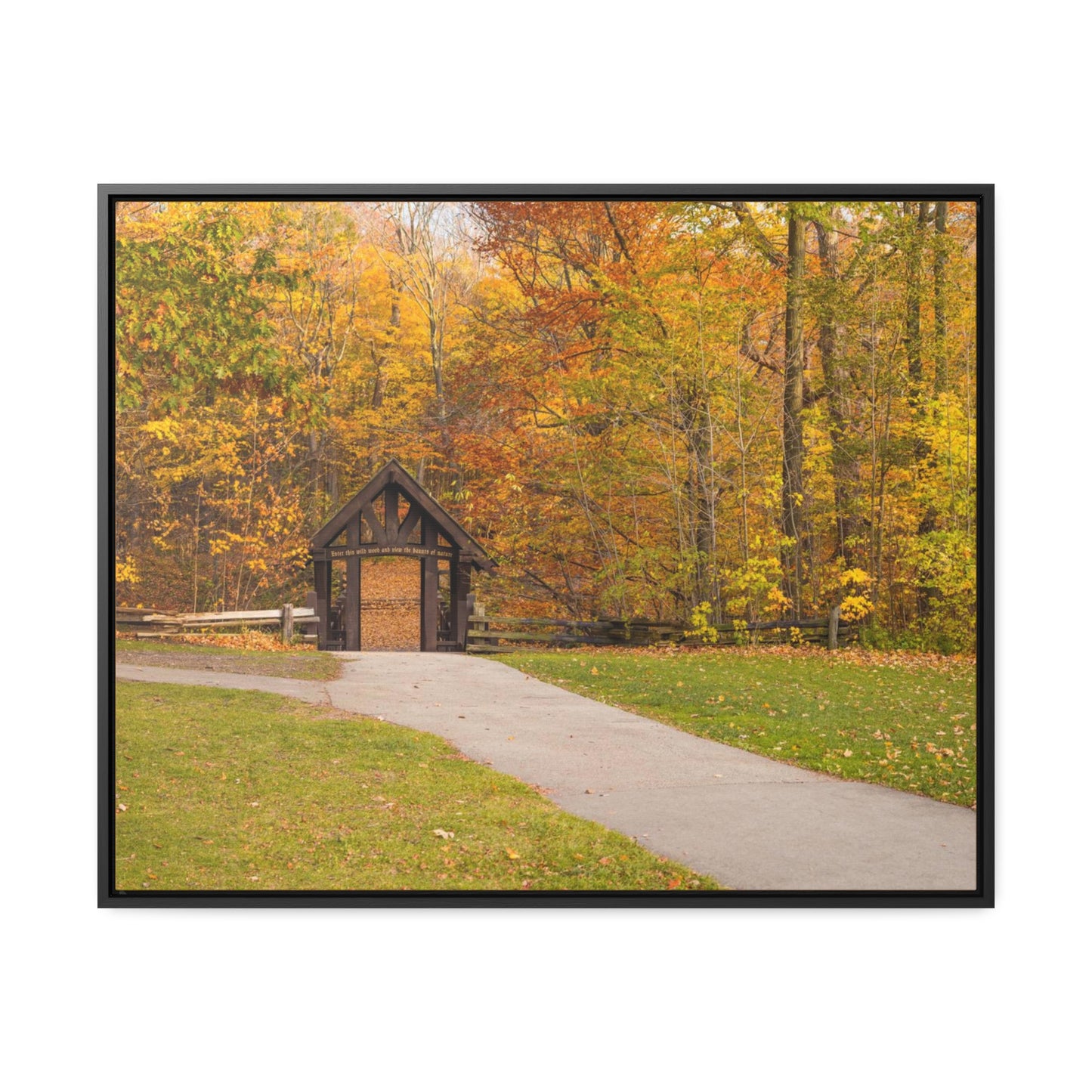 Pont couvert de Seven Bridges Trail à Grant Park dans le sud de Milwaukee Wisconsin, photographie horizontale encadrée toile Wrap Wall Art