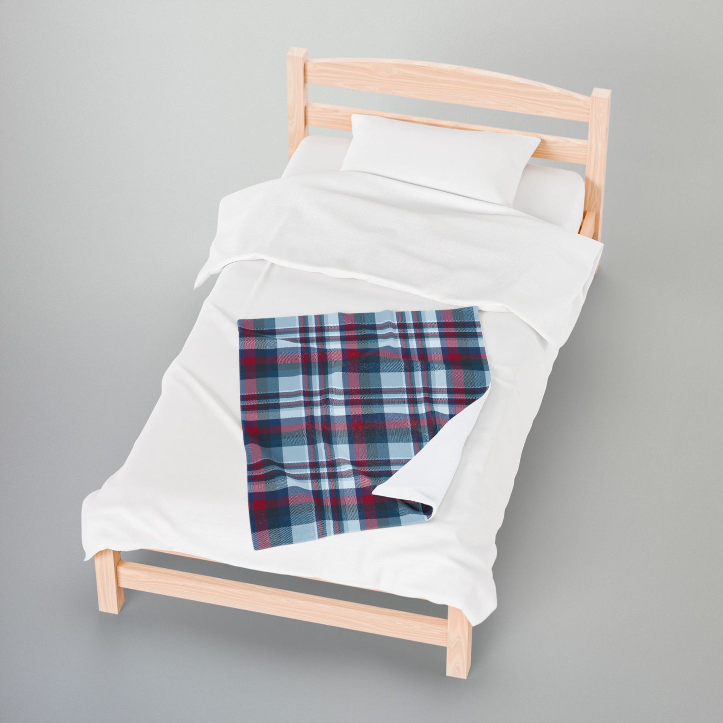 Nautical Blue Plaid Velveteen Plush Blanket