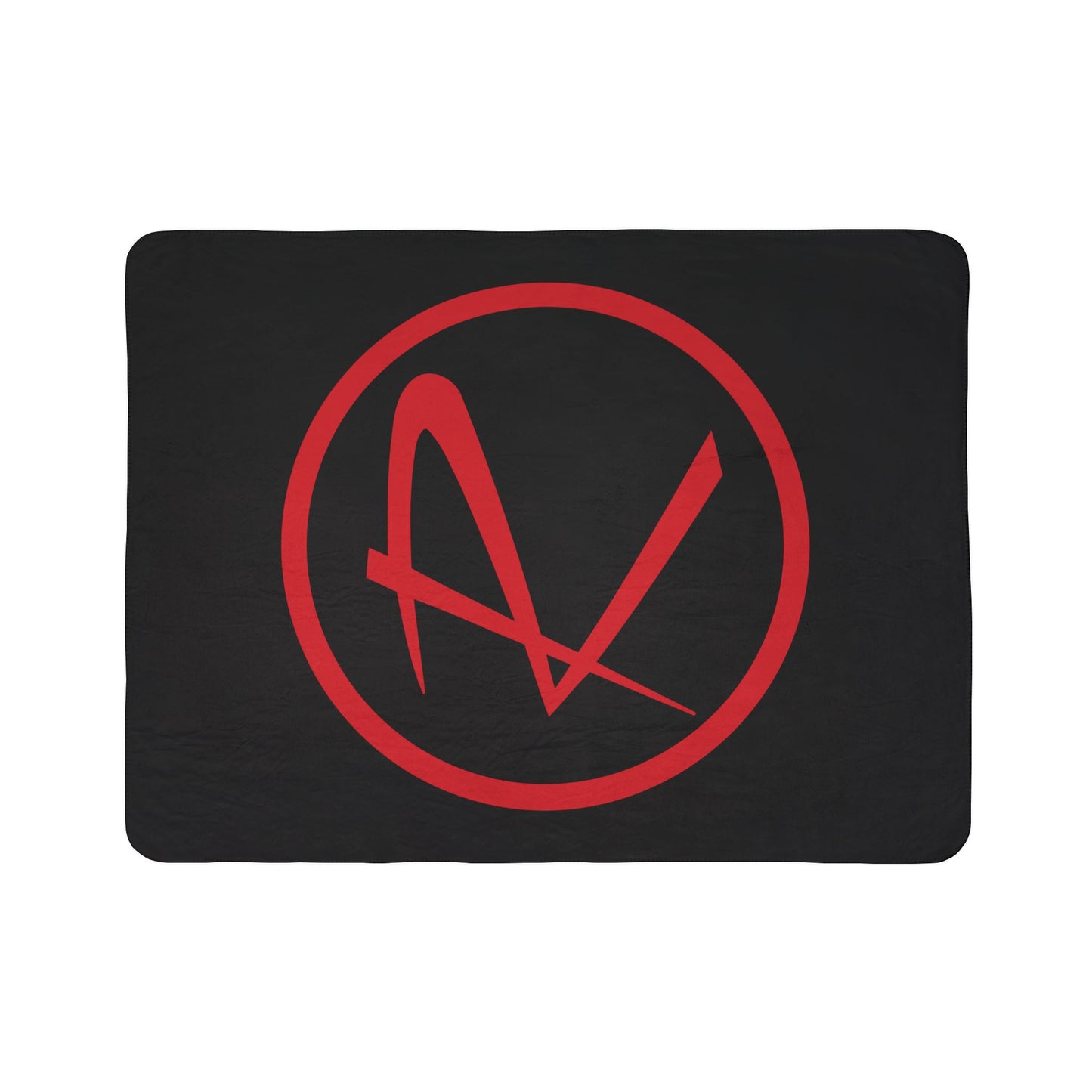 Rambler Red Logo Black Fleece Sherpa Blanket