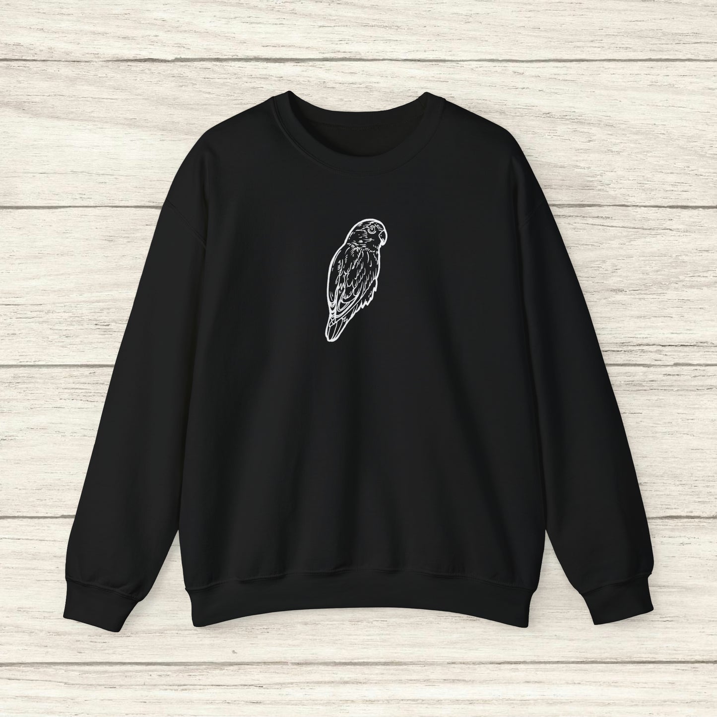 Cuddly Lovebird, sudadera con cuello redondo y arte lineal