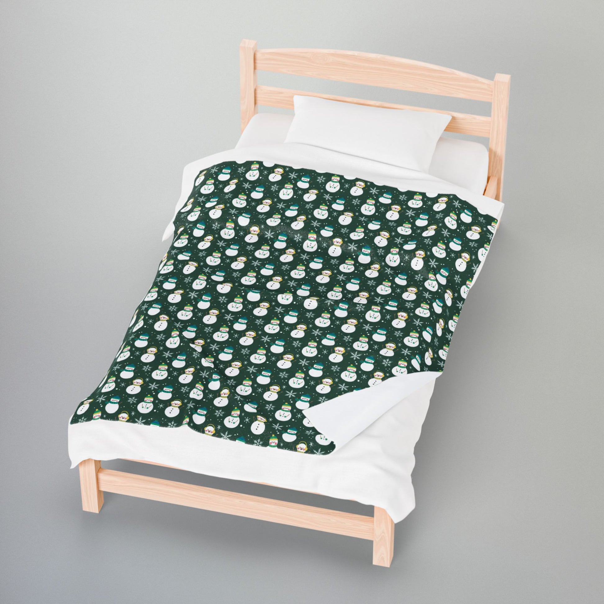 Non-Binary Boy Pride Snowmen Velveteen Plush Blanket