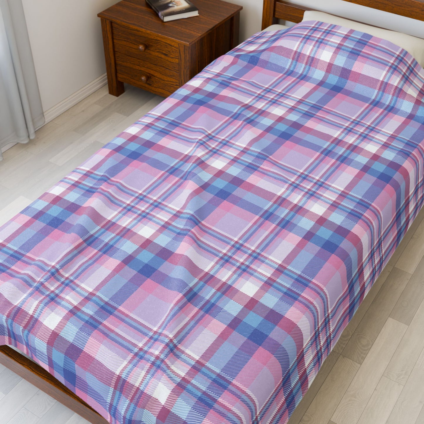 Bigender Pride Plaid Velveteen Plush Blanket