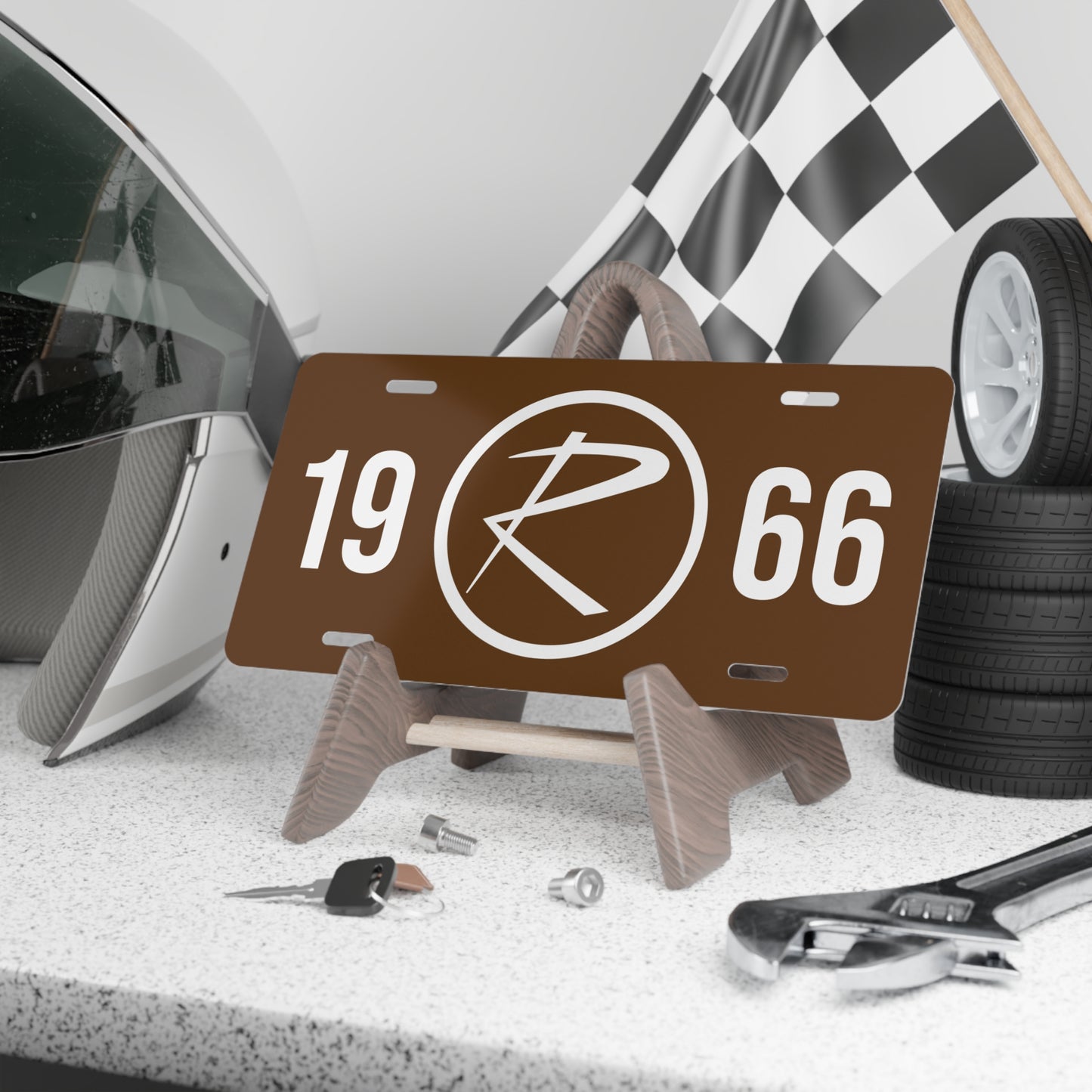 Rambler Logo White Year Brown Custom Vanity Plates
