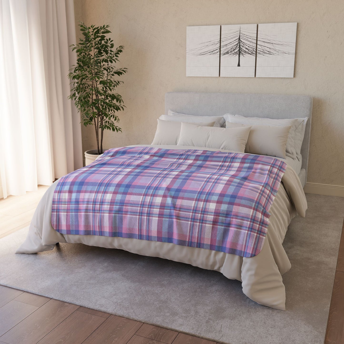 Bigender Pride Plaid Fleece Sherpa Blanket