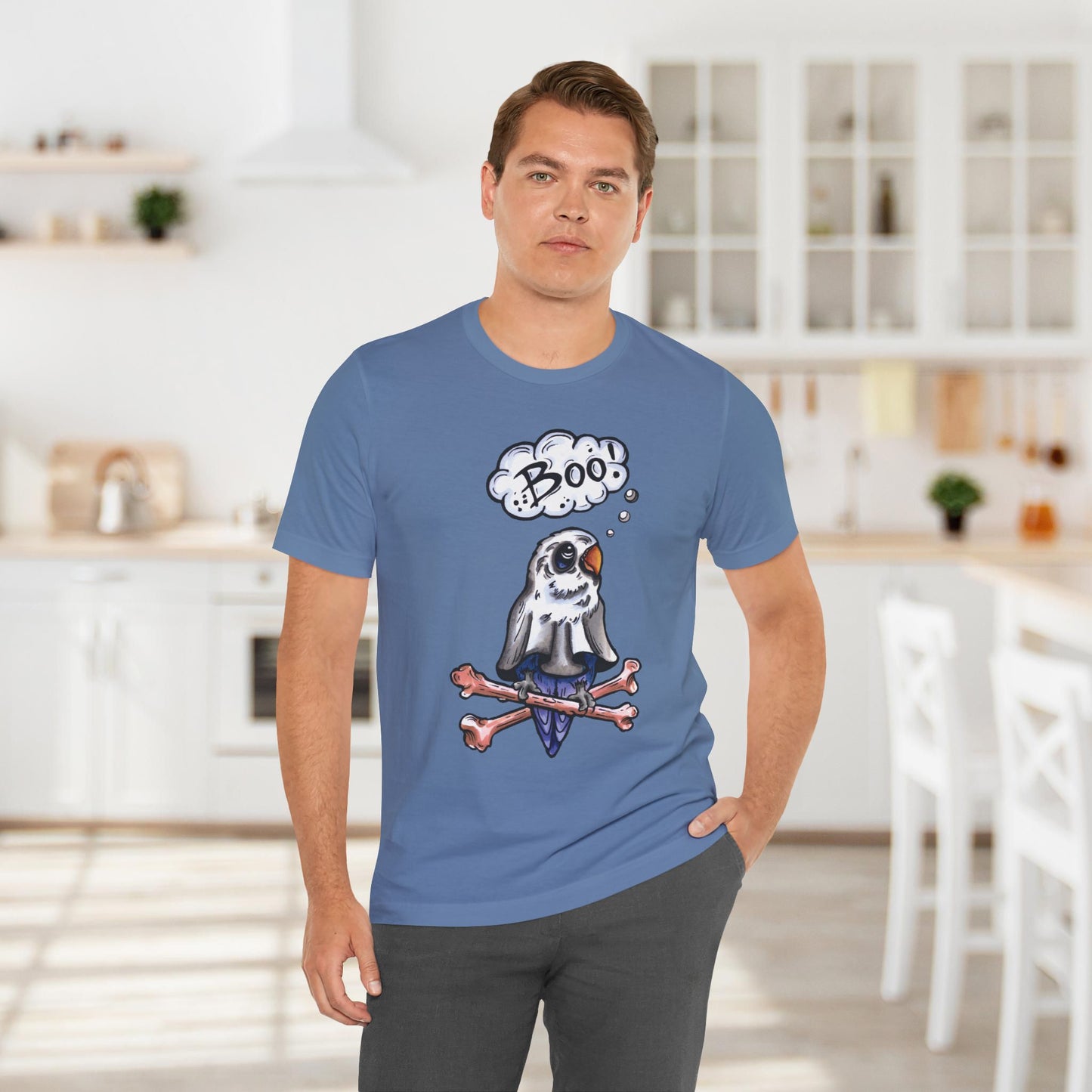 Ghost Lovebird Boo! Hand-Drawn & Hand-Colored Tee