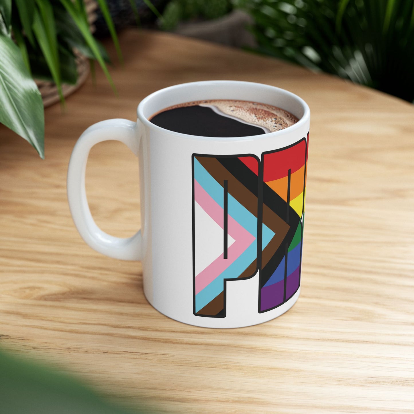 Rainbow Progress Pride 11oz or 15oz Black or White Ceramic Mug