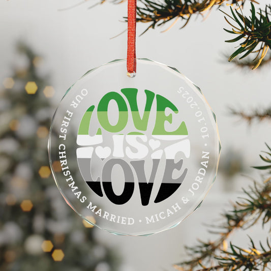 Custom Crystal Love is Love Aromantic Pride 3" Circle Ornament