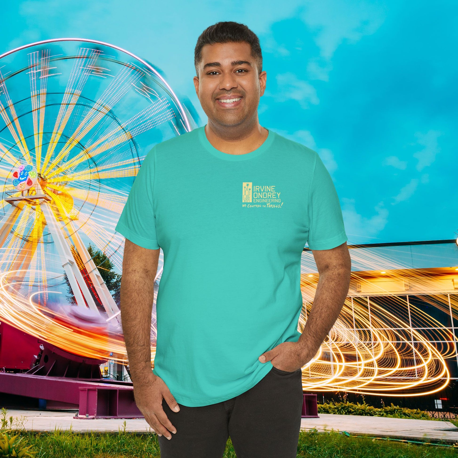 I Just Wanna Go Bowling & Ride Roller Coasters Tee (BACK graphic) • Irvine Ondrey Engineering