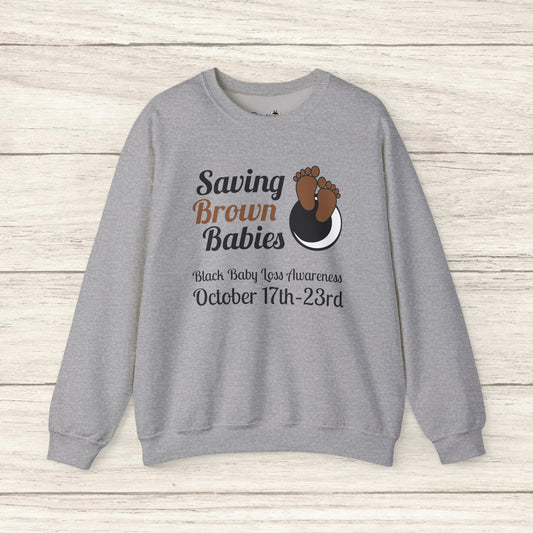 Sport Grey Quietly United in Loss Together Non-Profit / Saving Brown Babies Charity Crew Neck Sweatshirt, Pregnancy & Infant Loss Awareness