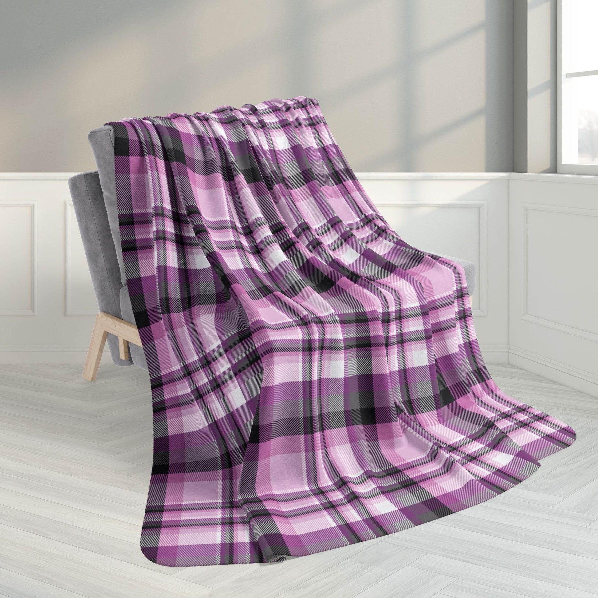 60" × 80" Straight Queer Pride Plaid Fleece Sherpa Blanket