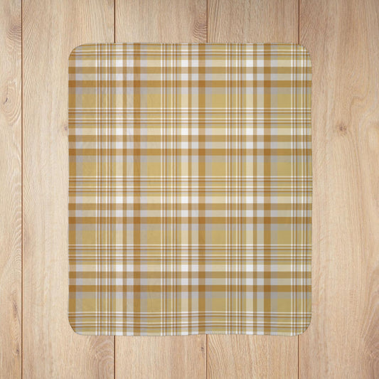 Christmas Gold & Silver Plaid Fleece Sherpa Blanket