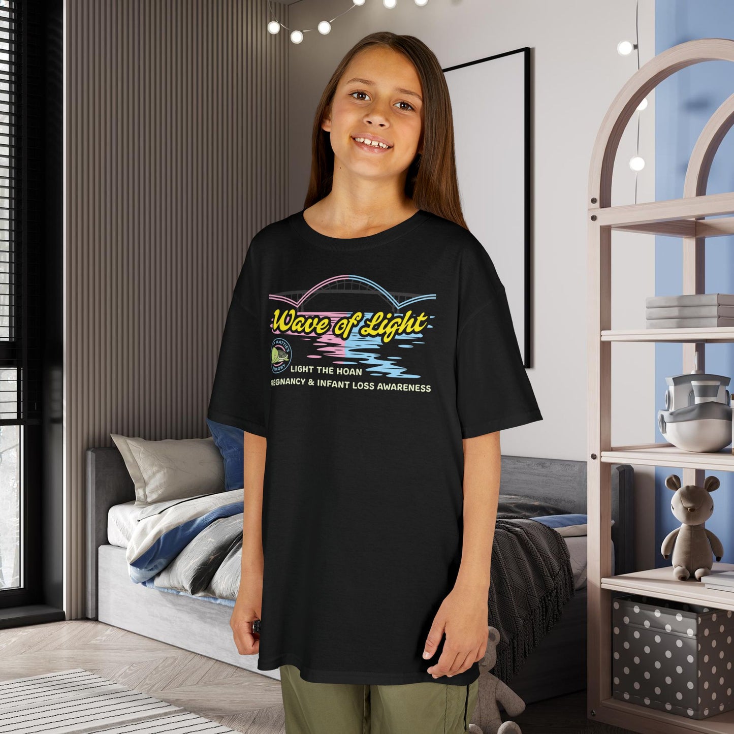 Mattie's Memory Kid's Wave of Light, Light the Hoan Bridge Tee, Milwaukee Wisconsin Infant & Pregnancy Loss Charity