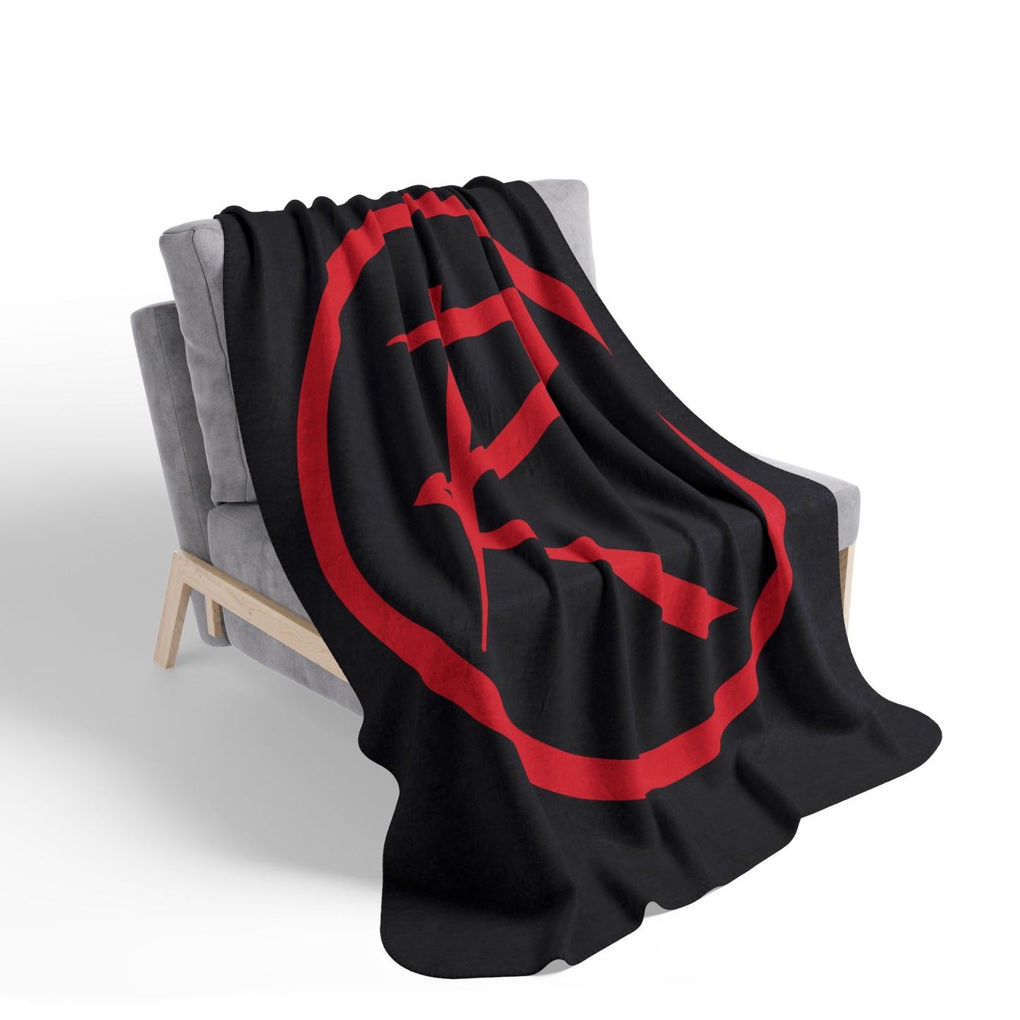 Rambler Red Logo Black Fleece Sherpa Blanket