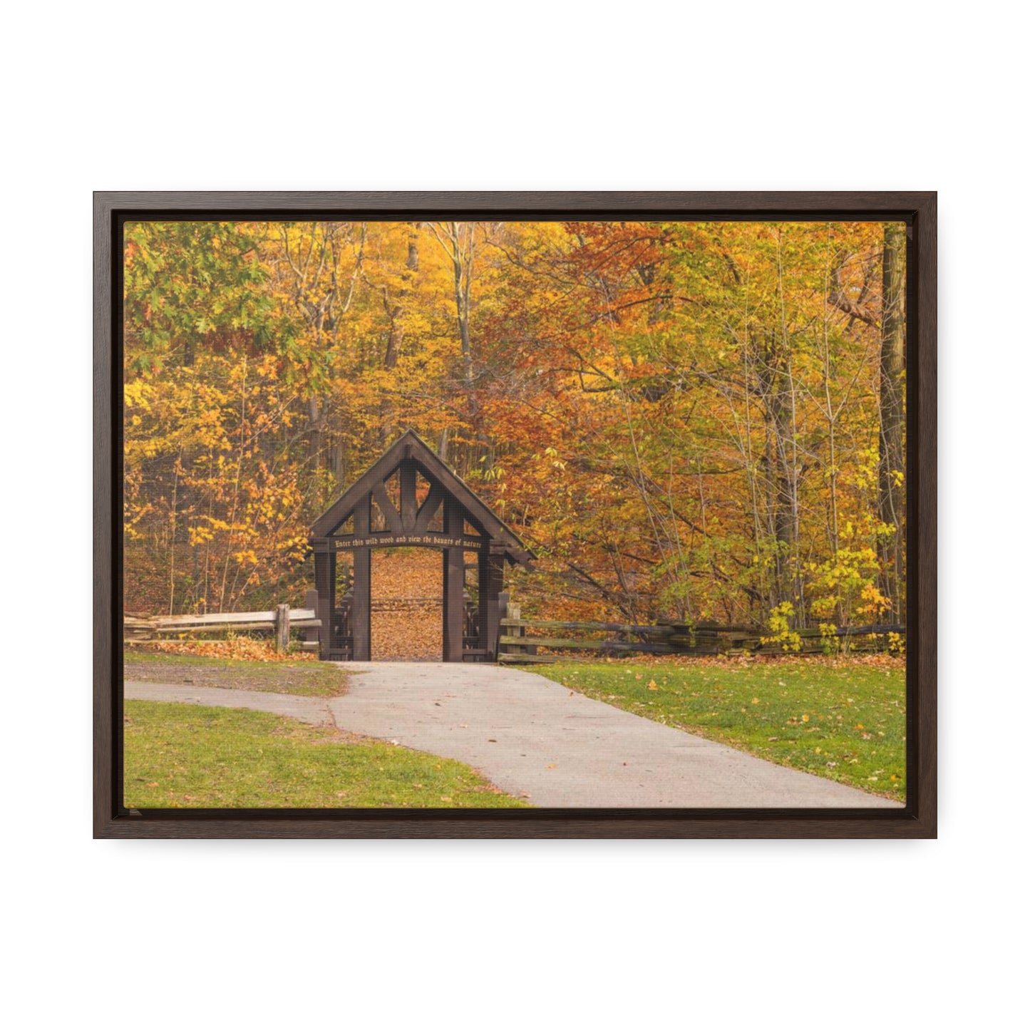 Pont couvert de Seven Bridges Trail à Grant Park dans le sud de Milwaukee Wisconsin, photographie horizontale encadrée toile Wrap Wall Art