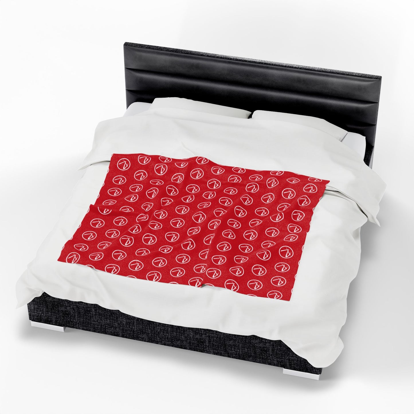 Velveteen Plush White Rambler Logo Red Blanket
