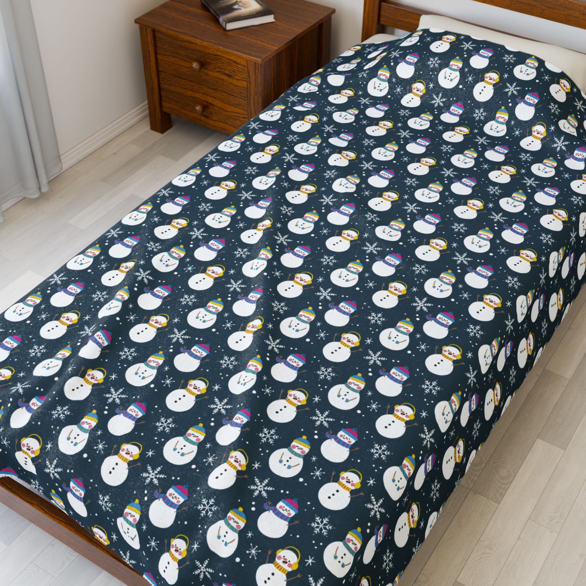 Pansexual Pride Snowmen Velveteen Plush Blanket