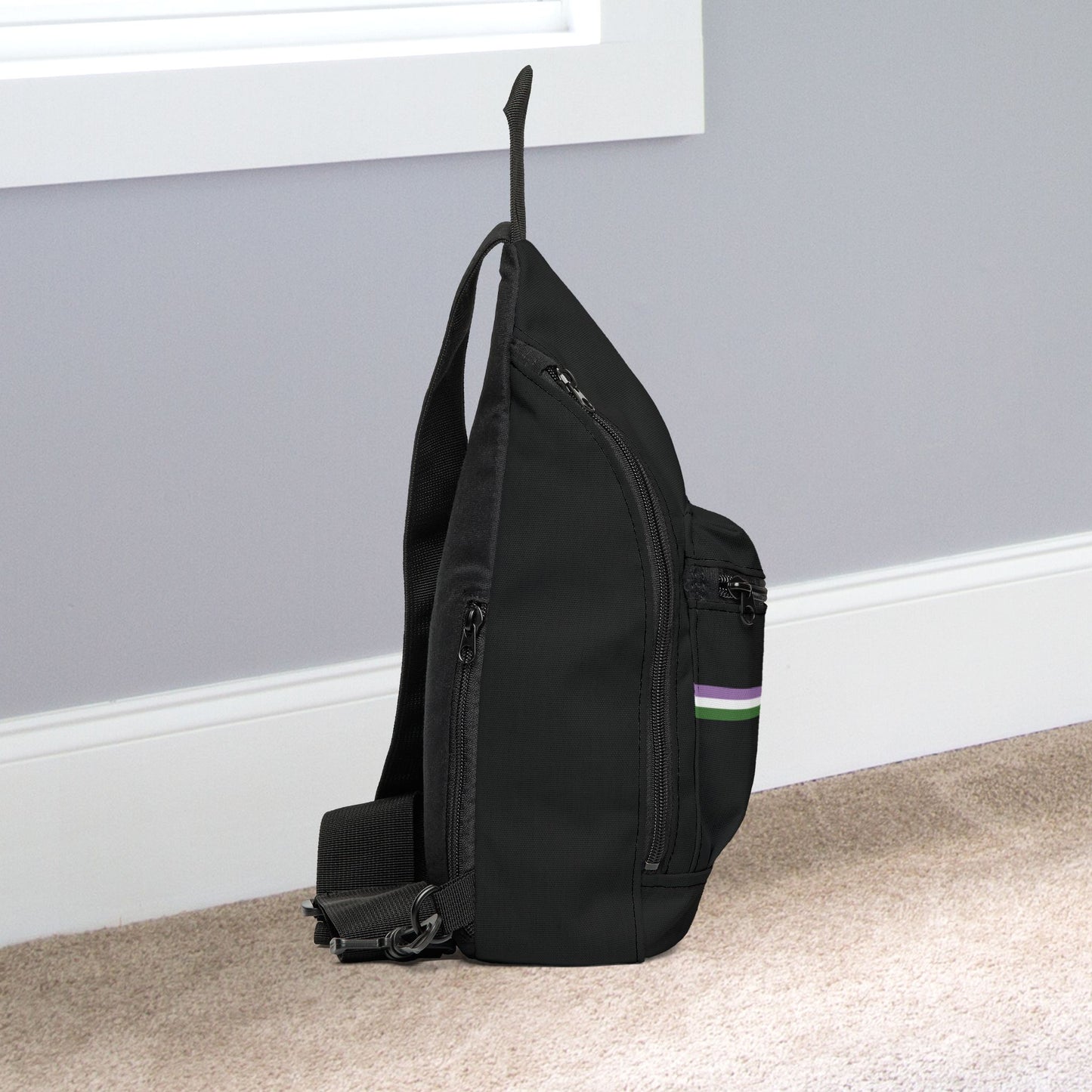 Genderqueer Pride Black Minimalist Cross Body Sling Bag