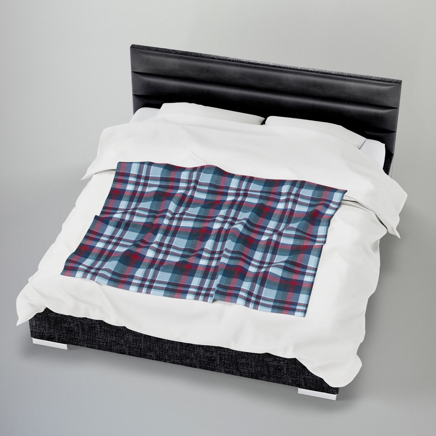 Nautical Blue Plaid Velveteen Plush Blanket