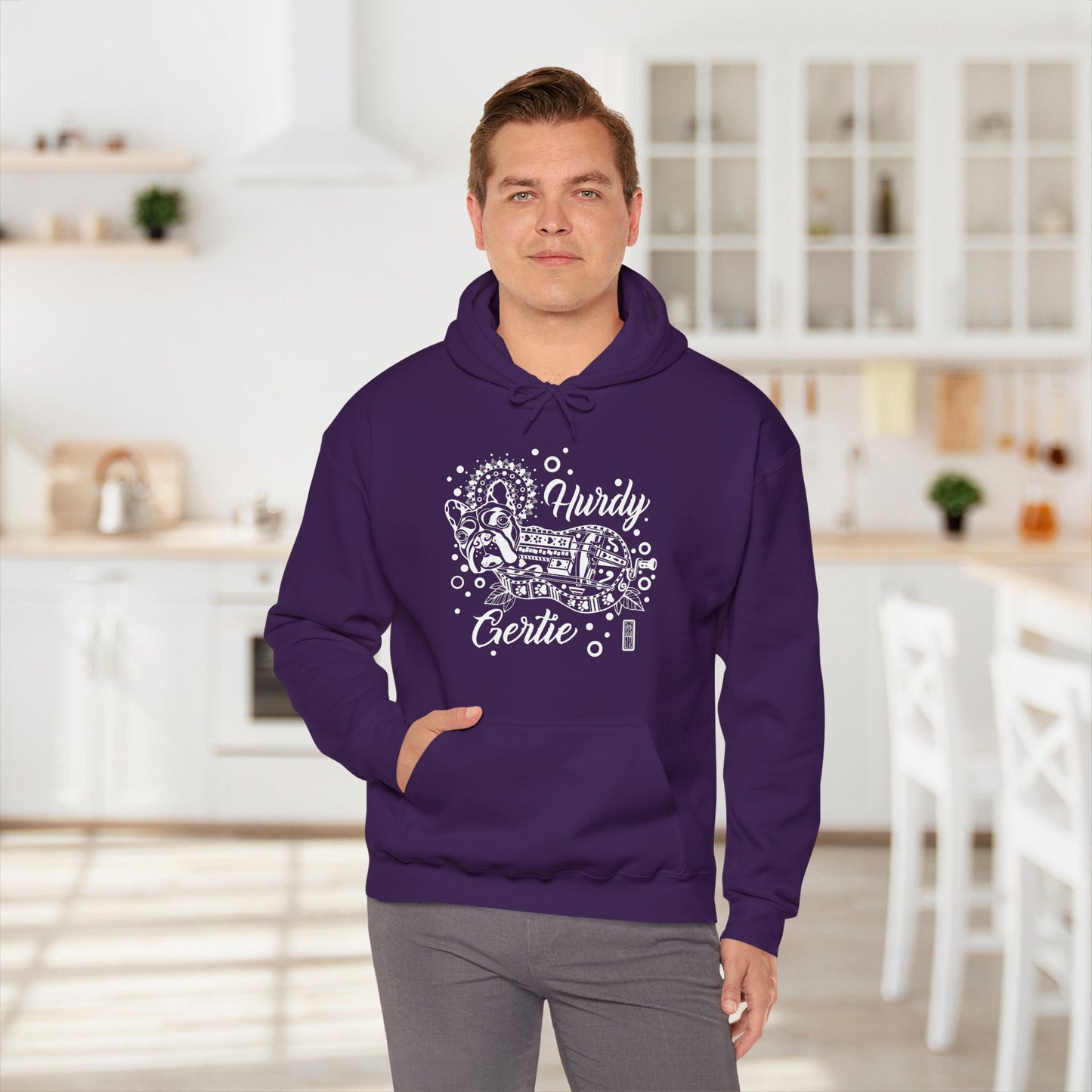 Hurdy Gertie Hooded Sweatshirt, Frenchton Dog Line Art Hoodie