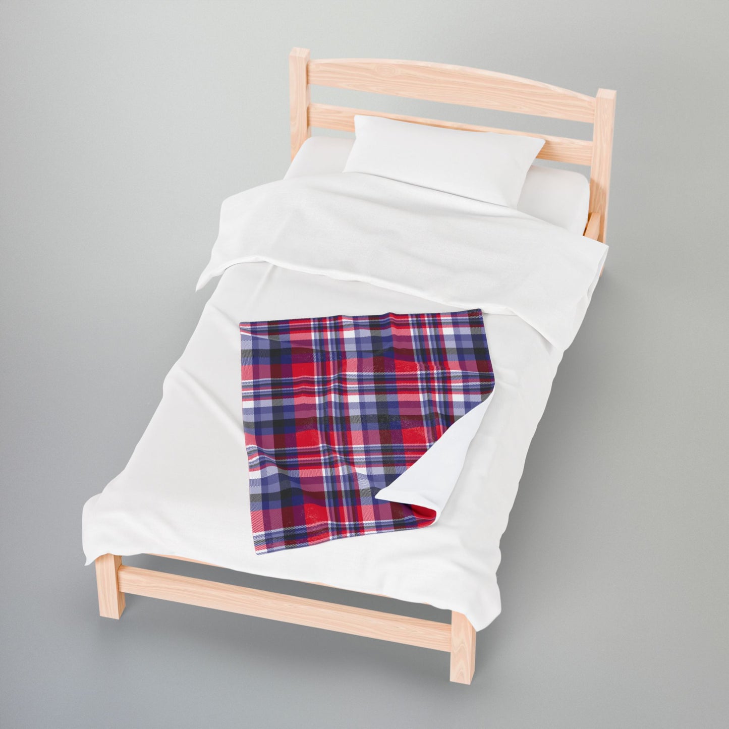 Nautical Red Plaid Velveteen Plush Blanket