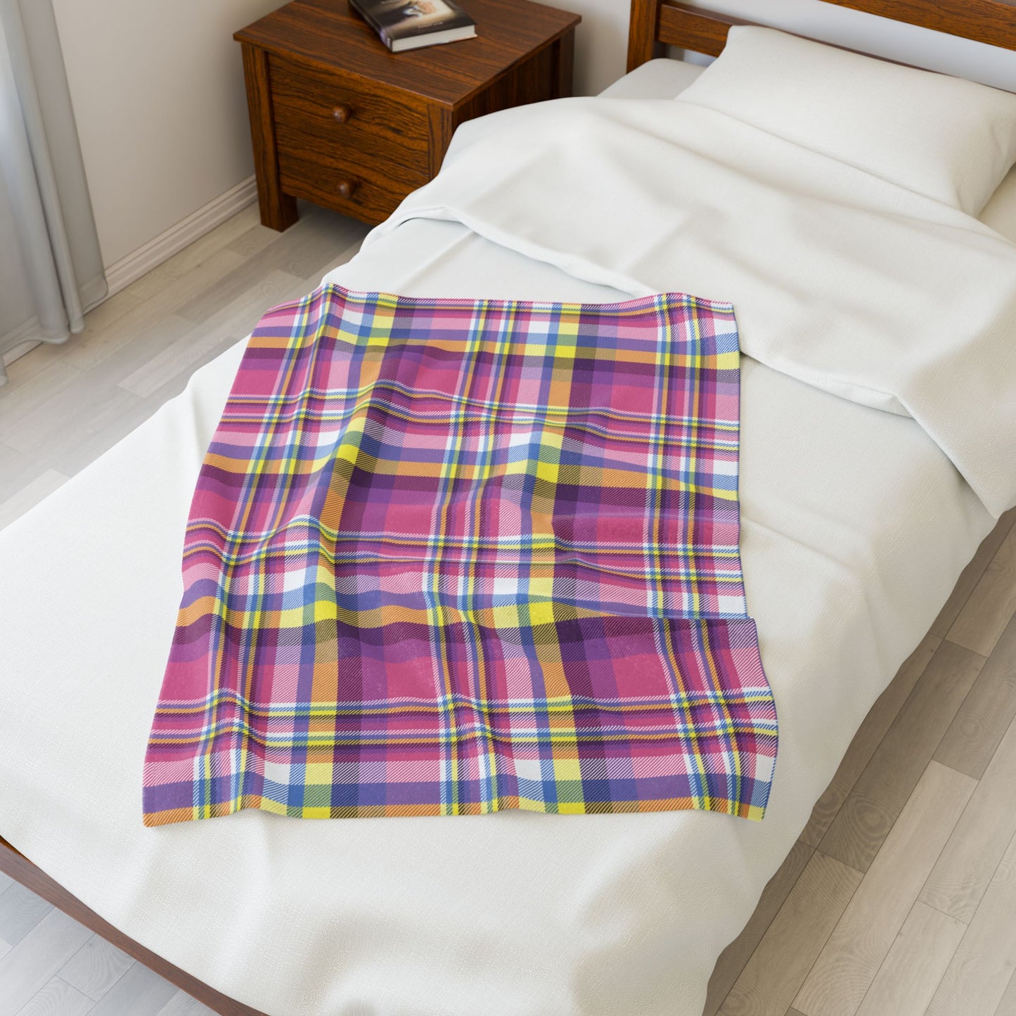 Bigender Yellow Pride Plaid Velveteen Plush Blanket