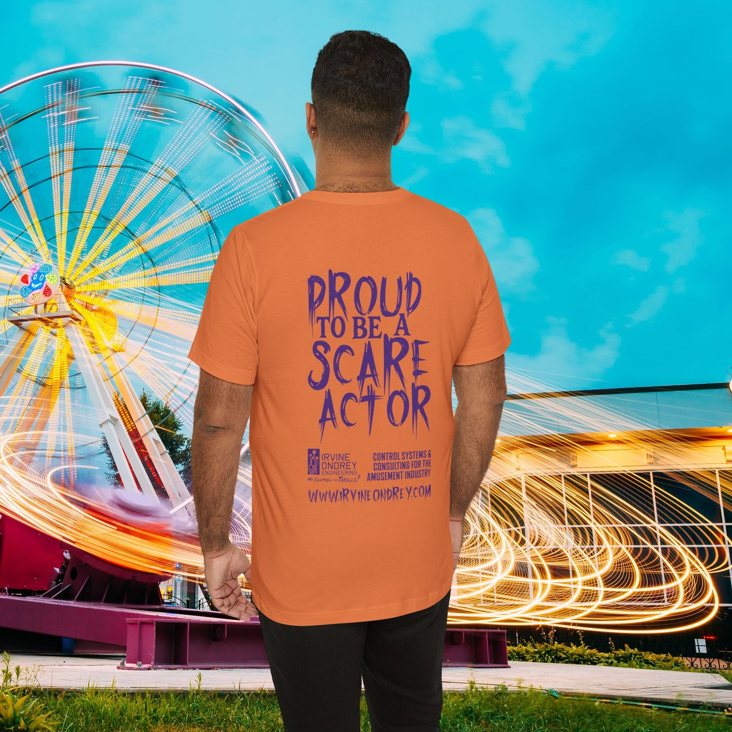 Burnt Orange Proud to Be a Scare Actor Personalized Tee • Irvine Ondrey Engineering