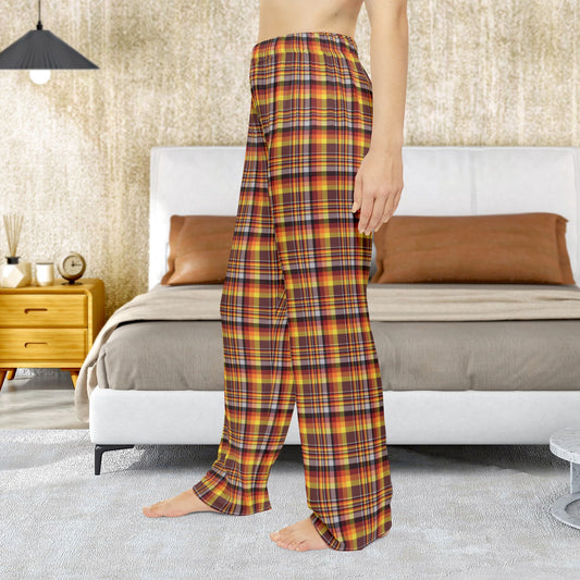 Women’s Brown, Orange & Red Mason OH Plaid Pajama Pants