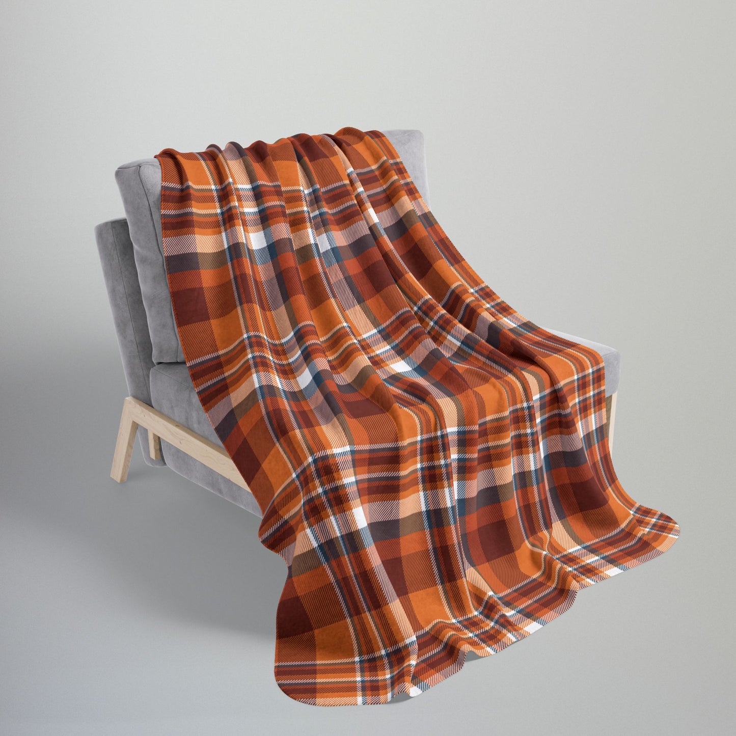 Autumn Blue Plaid Fleece Sherpa Blanket