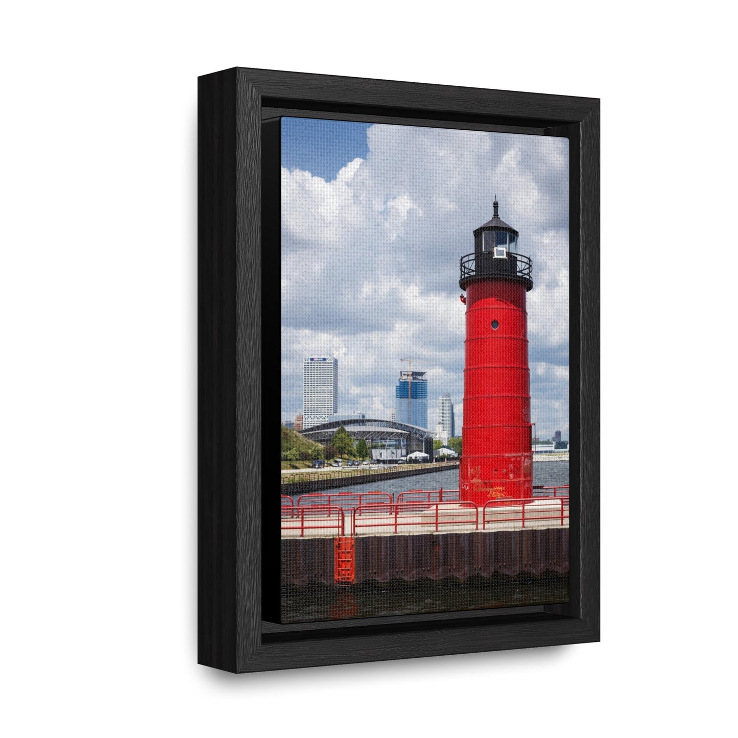 Phare et horizon de Milwaukee Wisconsin ; Milwaukee Pierhead Light, Photographie Encadrée Toile Wrap Wall Art