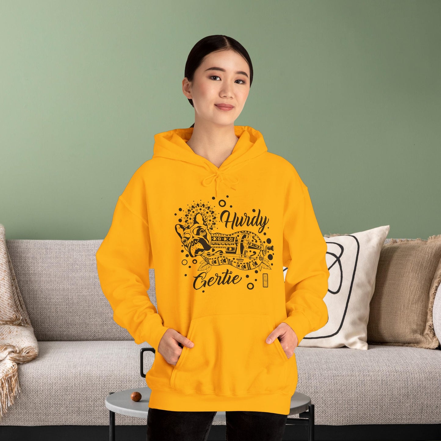 Hurdy Gertie Hooded Sweatshirt, Frenchton Dog Line Art Hoodie