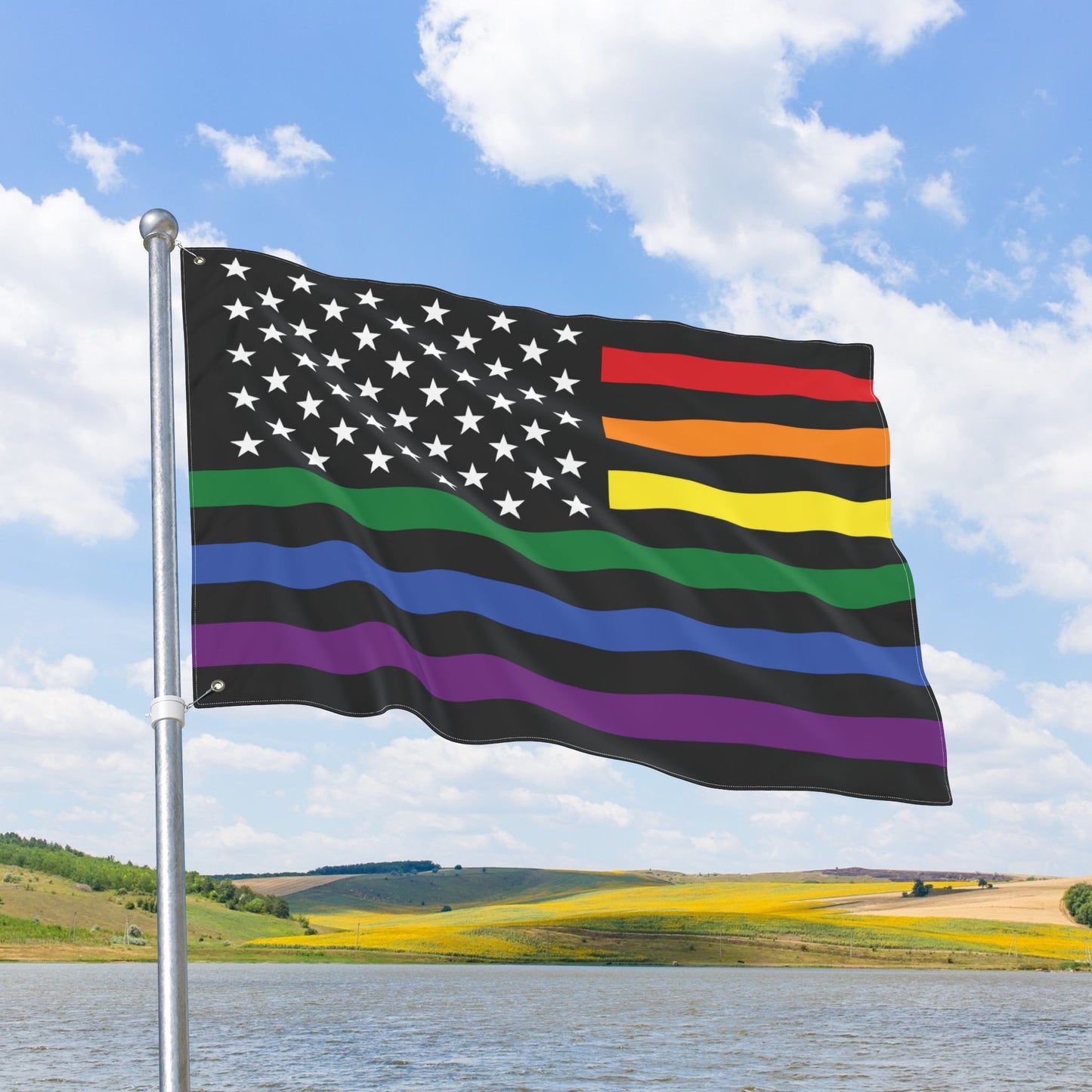 USA Rainbow Pride Flag with Grommets