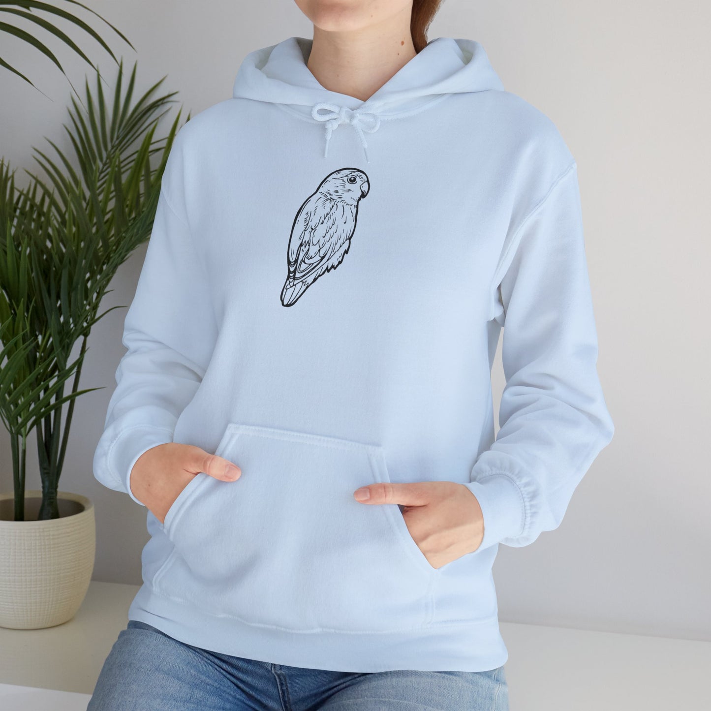 Cuddly Lovebird, Line Art Hoodie