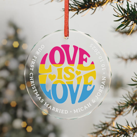 Custom Crystal Love is Love Pansexual Pride 3" Circle Ornament