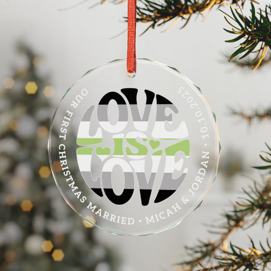 Custom Crystal Love is Love Agender Pride 3" Circle Ornament
