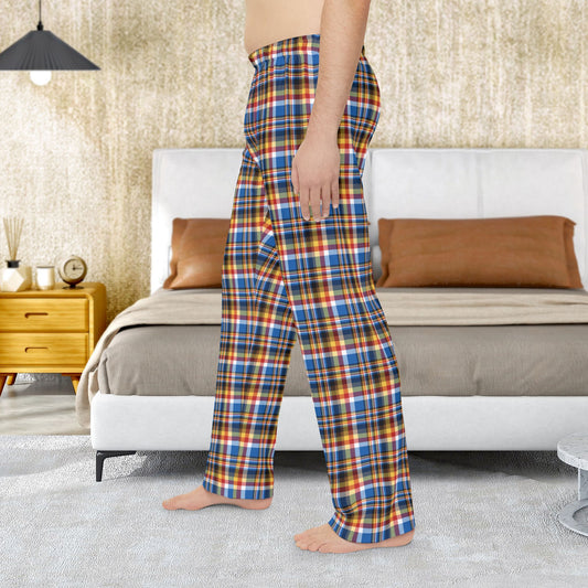 Men’s Brown, Red & Blue Sandusky OH Plaid Pajama Pants