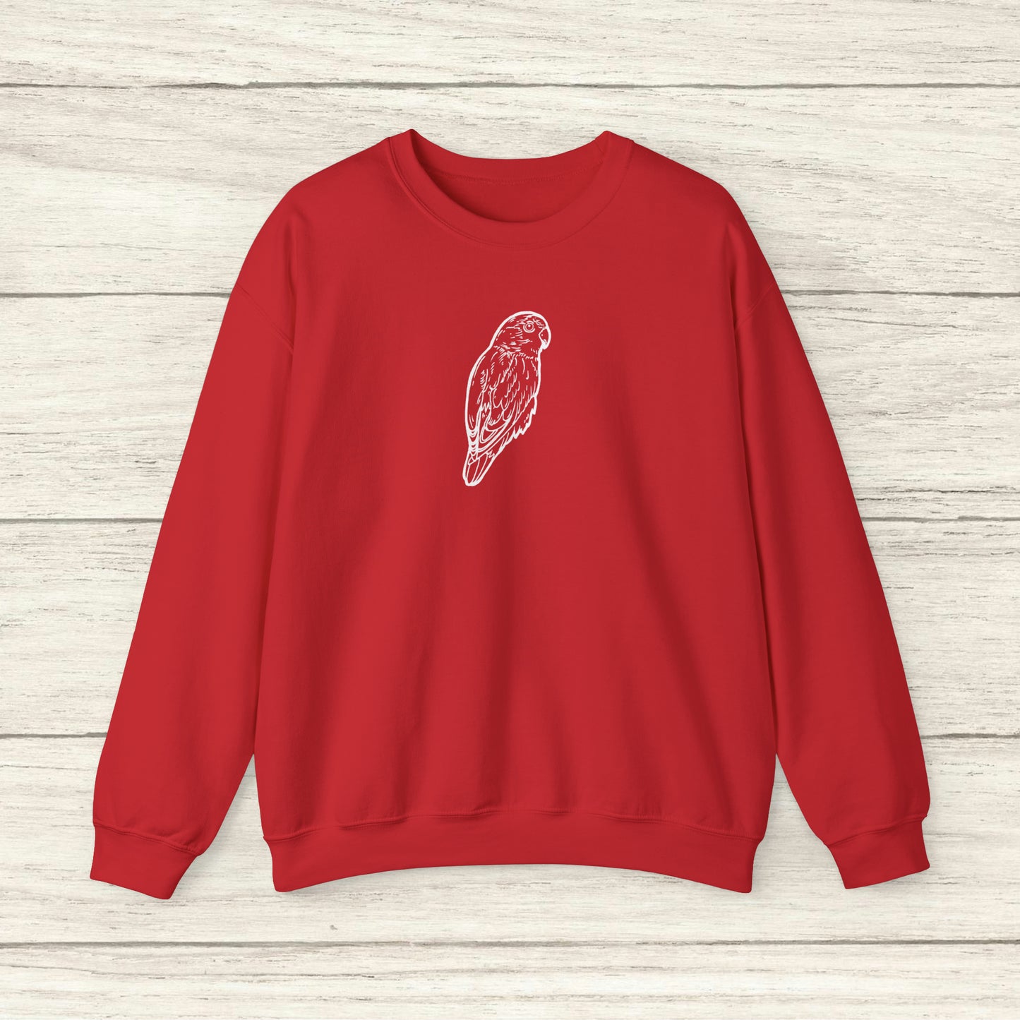 Cuddly Lovebird, sudadera con cuello redondo y arte lineal