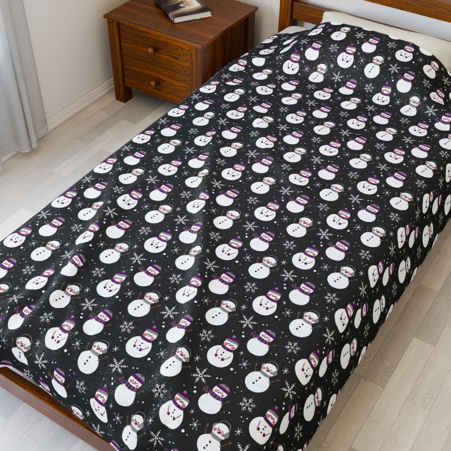 Asexual Pride Snowmen Velveteen Plush Blanket