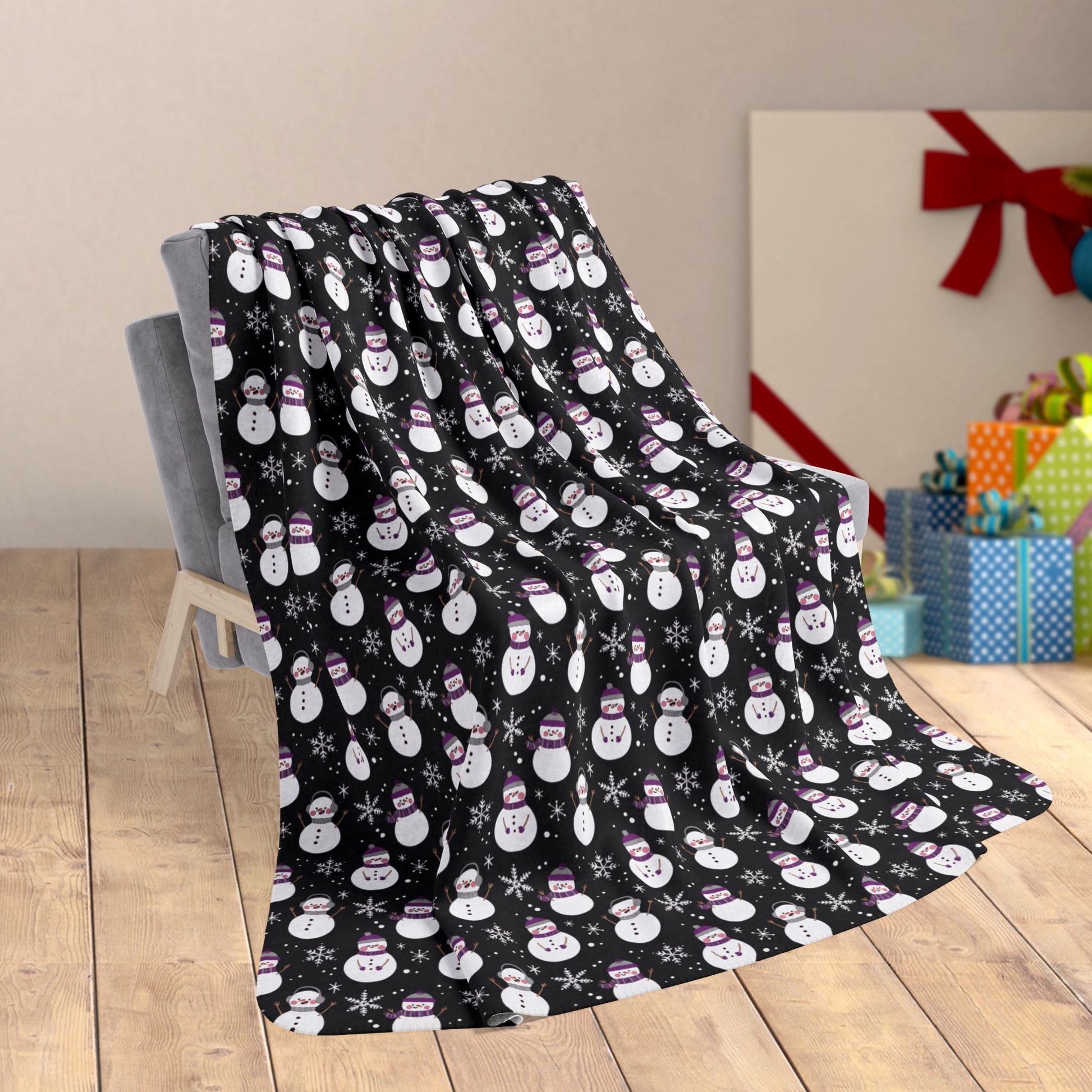 60" × 80" Asexual Pride Snowman Fleece Sherpa Blanket