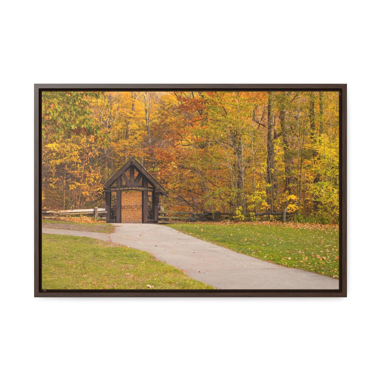 Pont couvert de Seven Bridges Trail à Grant Park dans le sud de Milwaukee Wisconsin, photographie horizontale encadrée toile Wrap Wall Art