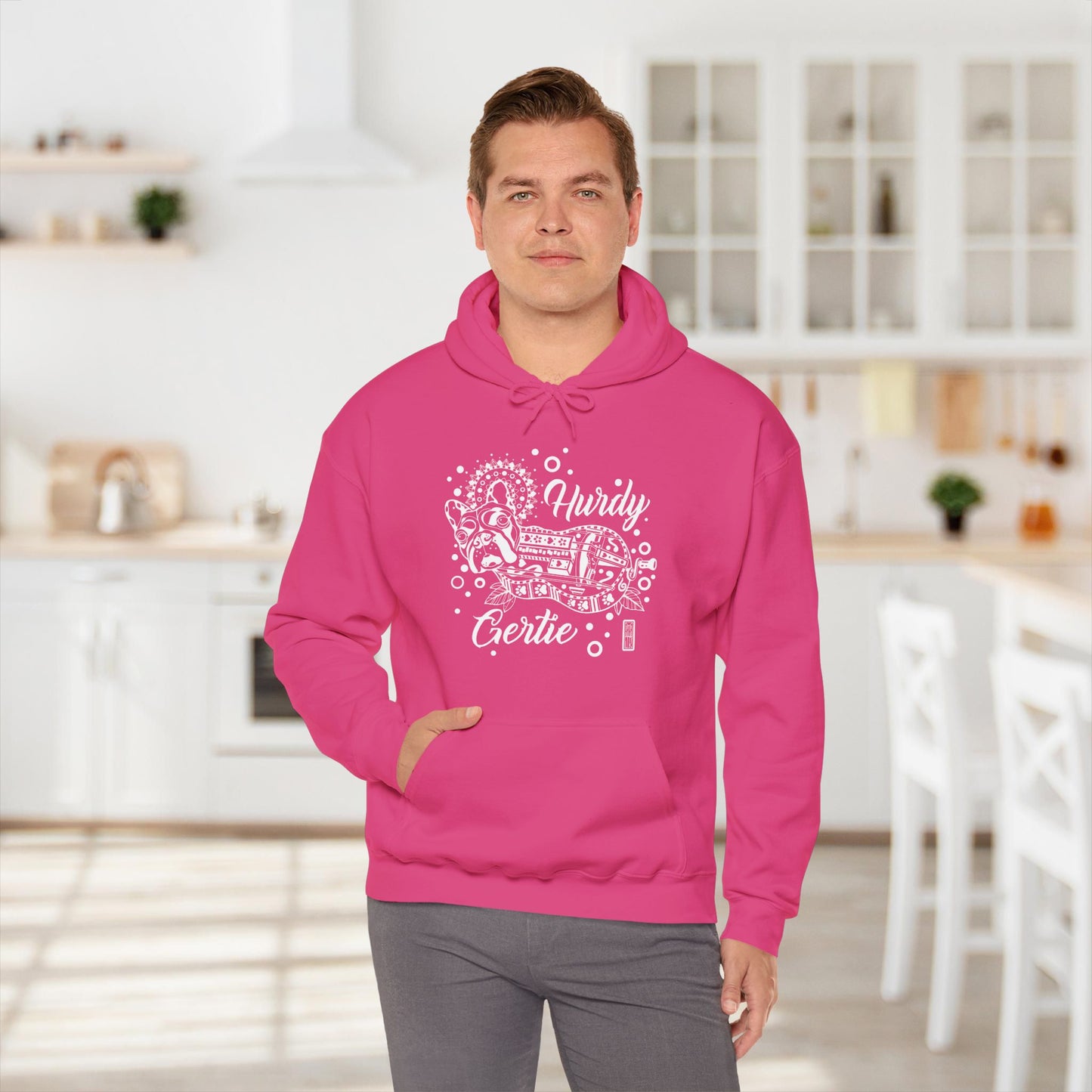 Hurdy Gertie Hooded Sweatshirt, Frenchton Dog Line Art Hoodie